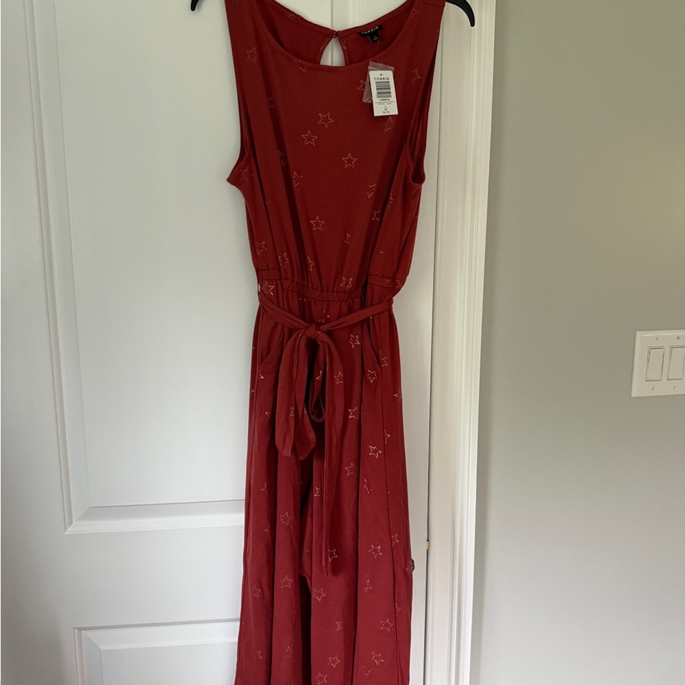 NWT Torrid Gold Star Midi Romper Size 1 or 14/16